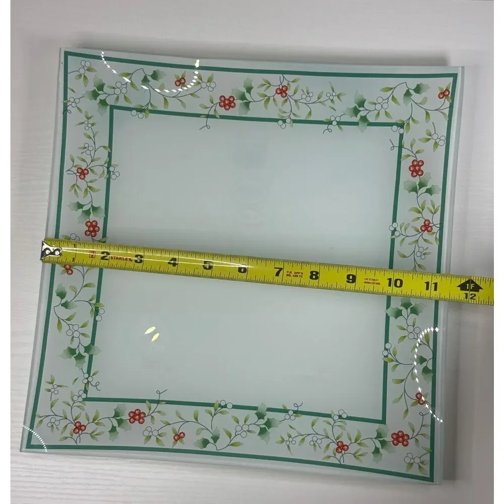 Vintage Pfaltzgraff Winterberry 3-Piece Nesting Glass Tray Set Holly Berry